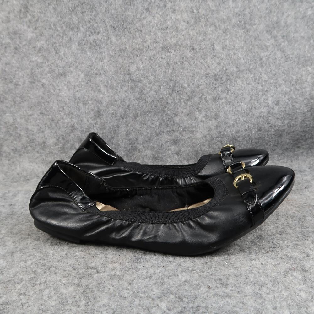 Dexflex Shoes Womens 7.5 Ballet Flats Slip On Fashion Stretch Cap Toe Black